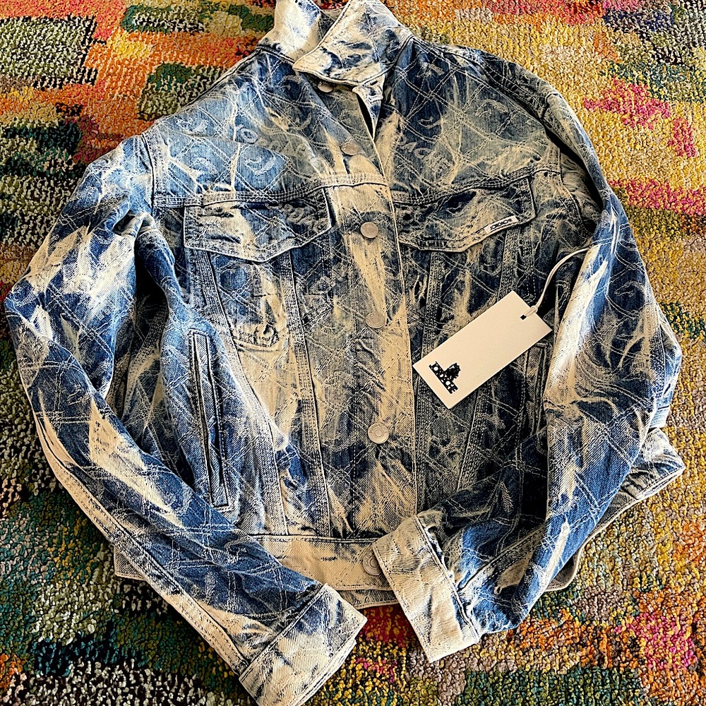 Acid-washed denim jacket